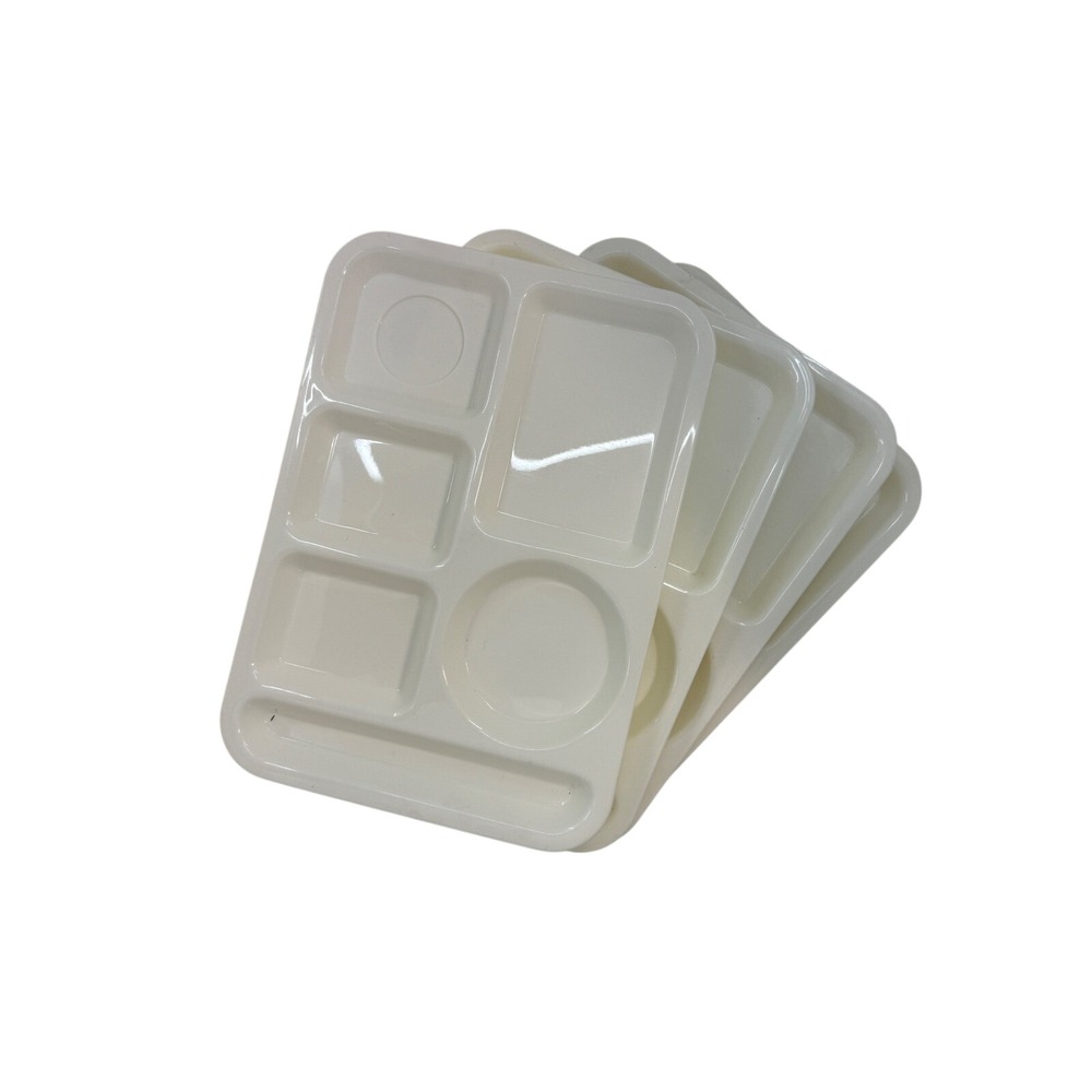 Silite 614 School Cafeteria Tray 5 Sections Cream Set of 4v-Vintage Camp